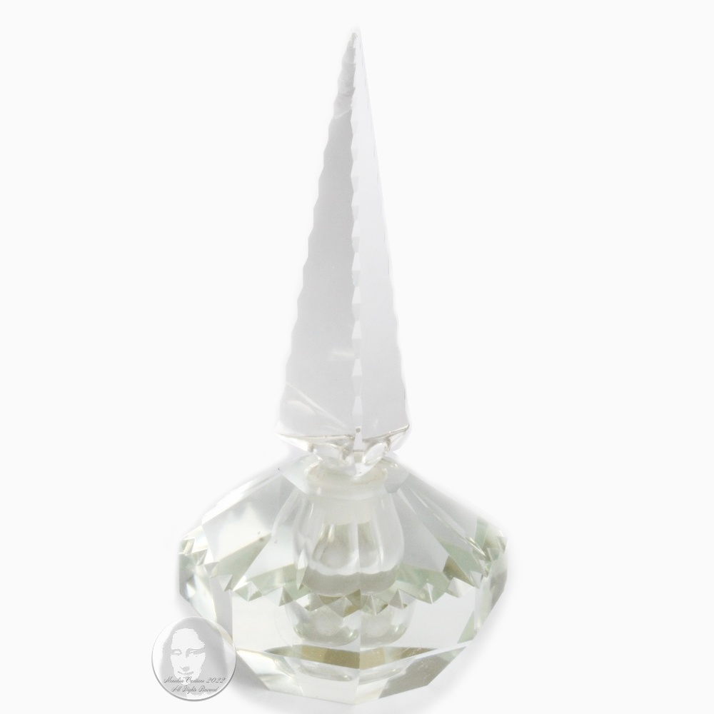 Vintage Perfume Bottle Cut Glass with Pagoda Style Stopper 1950s Home Decor